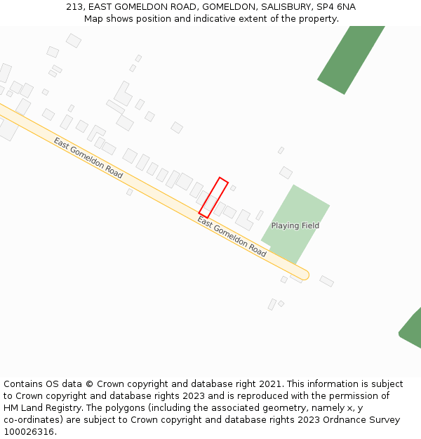 213, EAST GOMELDON ROAD, GOMELDON, SALISBURY, SP4 6NA: Location map and indicative extent of plot