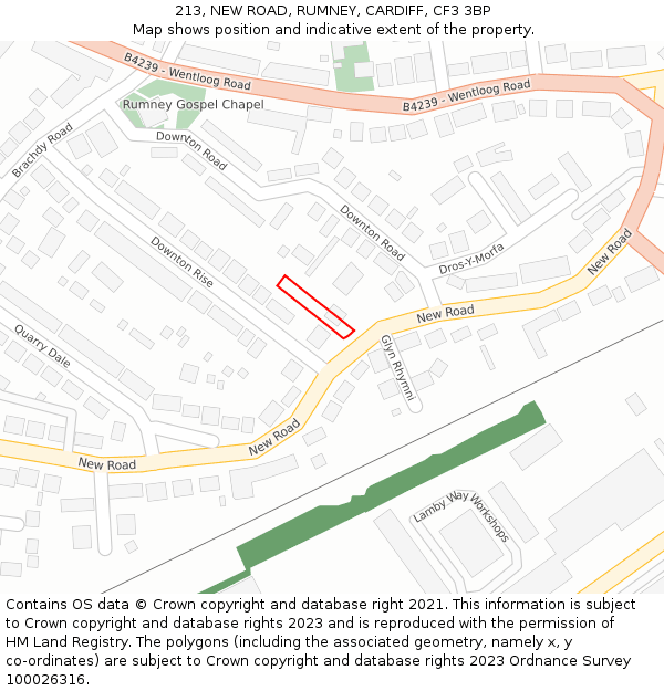 213, NEW ROAD, RUMNEY, CARDIFF, CF3 3BP: Location map and indicative extent of plot