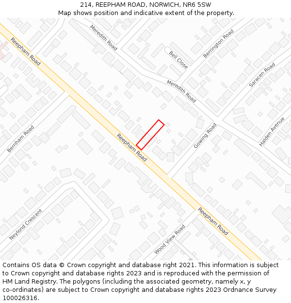 214, REEPHAM ROAD, NORWICH, NR6 5SW: Location map and indicative extent of plot