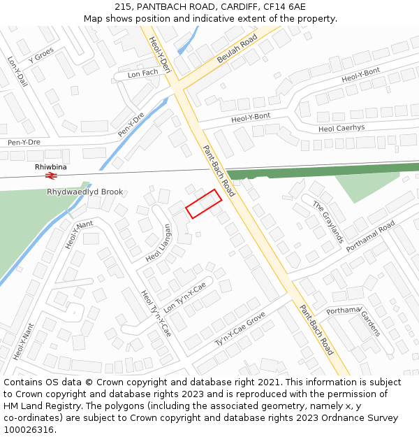 215, PANTBACH ROAD, CARDIFF, CF14 6AE: Location map and indicative extent of plot