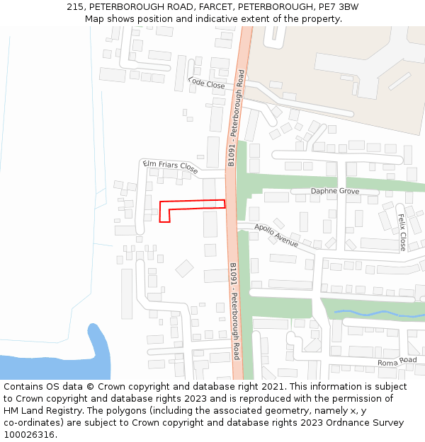 215, PETERBOROUGH ROAD, FARCET, PETERBOROUGH, PE7 3BW: Location map and indicative extent of plot