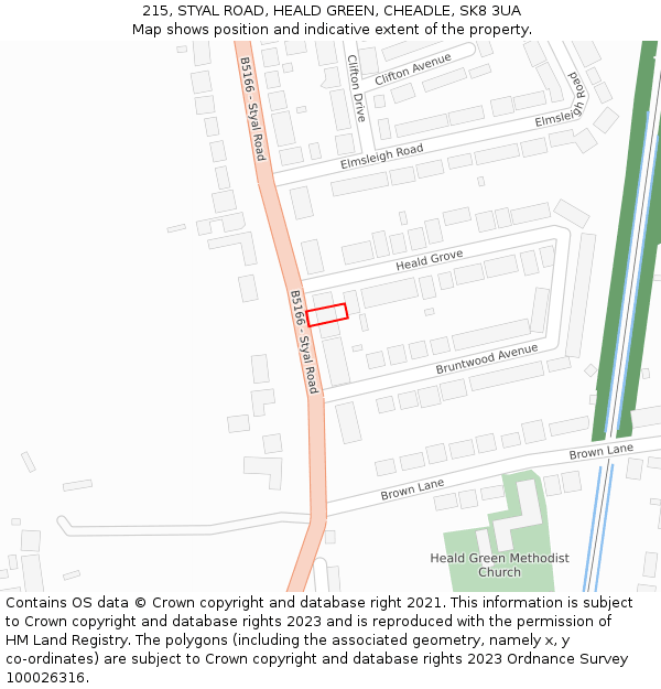 215, STYAL ROAD, HEALD GREEN, CHEADLE, SK8 3UA: Location map and indicative extent of plot