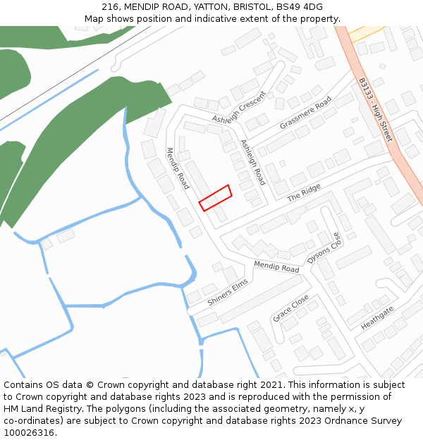 216, MENDIP ROAD, YATTON, BRISTOL, BS49 4DG: Location map and indicative extent of plot