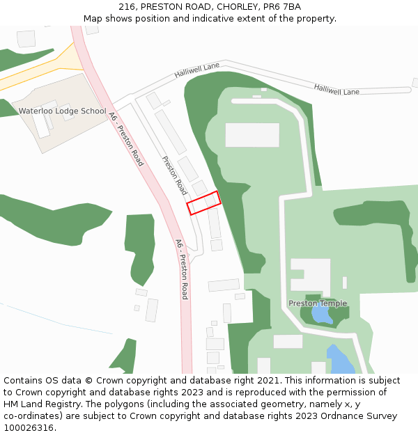 216, PRESTON ROAD, CHORLEY, PR6 7BA: Location map and indicative extent of plot