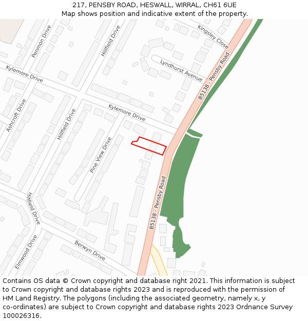217, PENSBY ROAD, HESWALL, WIRRAL, CH61 6UE: Location map and indicative extent of plot