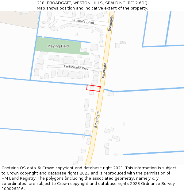 218, BROADGATE, WESTON HILLS, SPALDING, PE12 6DQ: Location map and indicative extent of plot