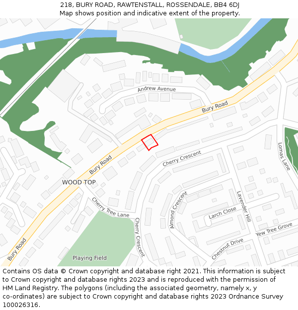 218, BURY ROAD, RAWTENSTALL, ROSSENDALE, BB4 6DJ: Location map and indicative extent of plot