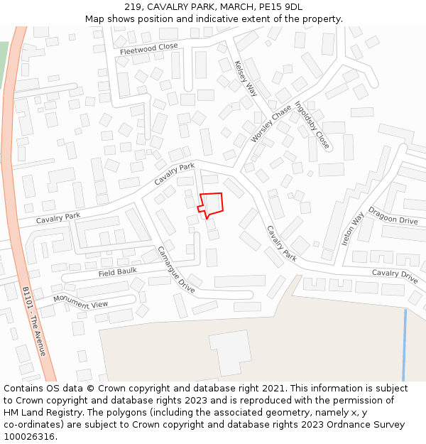 219, CAVALRY PARK, MARCH, PE15 9DL: Location map and indicative extent of plot