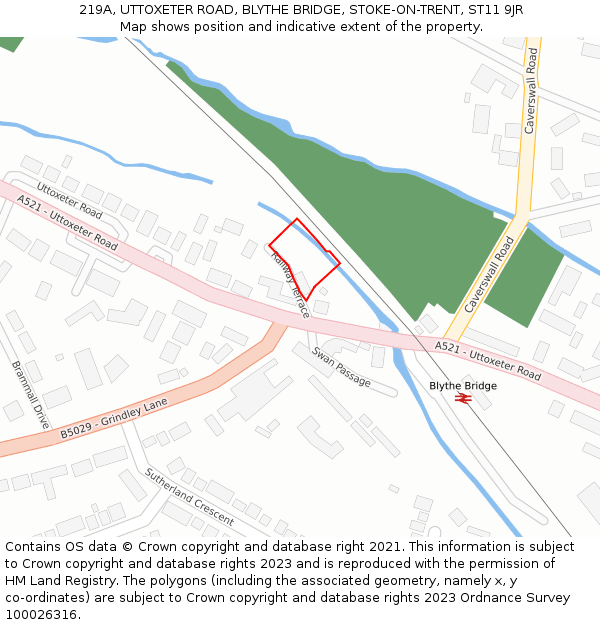 219A, UTTOXETER ROAD, BLYTHE BRIDGE, STOKE-ON-TRENT, ST11 9JR: Location map and indicative extent of plot