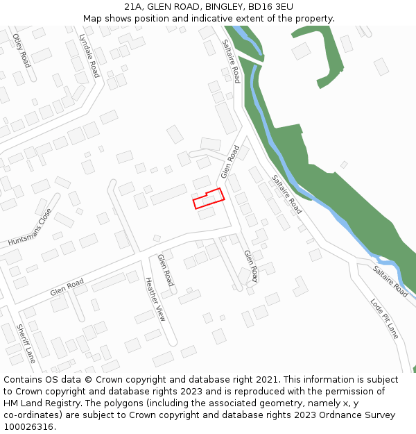 21A, GLEN ROAD, BINGLEY, BD16 3EU: Location map and indicative extent of plot