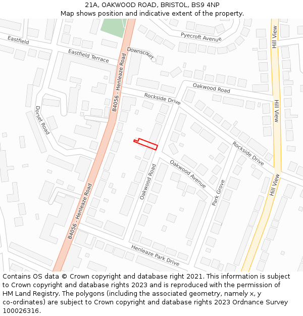 21A, OAKWOOD ROAD, BRISTOL, BS9 4NP: Location map and indicative extent of plot