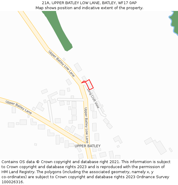 21A, UPPER BATLEY LOW LANE, BATLEY, WF17 0AP: Location map and indicative extent of plot