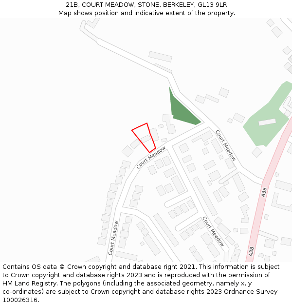 21B, COURT MEADOW, STONE, BERKELEY, GL13 9LR: Location map and indicative extent of plot