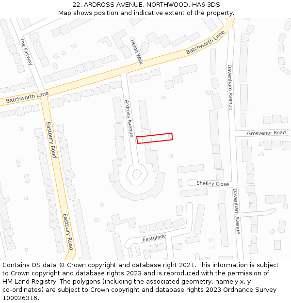 22, ARDROSS AVENUE, NORTHWOOD, HA6 3DS: Location map and indicative extent of plot
