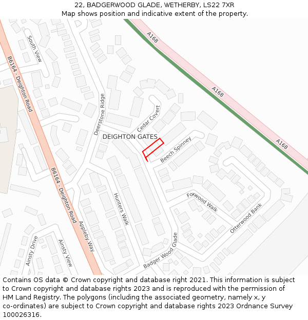 22, BADGERWOOD GLADE, WETHERBY, LS22 7XR: Location map and indicative extent of plot