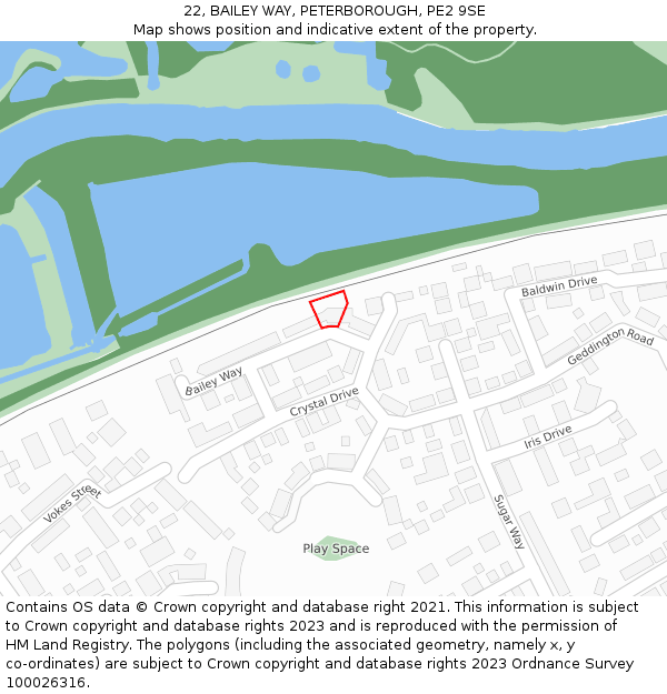 22, BAILEY WAY, PETERBOROUGH, PE2 9SE: Location map and indicative extent of plot