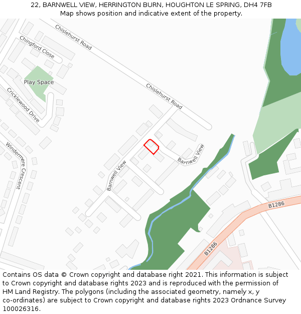 22, BARNWELL VIEW, HERRINGTON BURN, HOUGHTON LE SPRING, DH4 7FB: Location map and indicative extent of plot