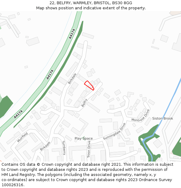22, BELFRY, WARMLEY, BRISTOL, BS30 8GG: Location map and indicative extent of plot