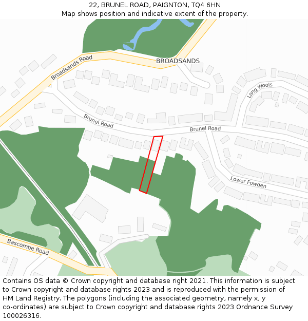 22, BRUNEL ROAD, PAIGNTON, TQ4 6HN: Location map and indicative extent of plot