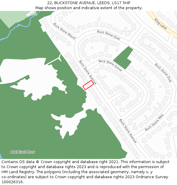 22, BUCKSTONE AVENUE, LEEDS, LS17 5HP: Location map and indicative extent of plot