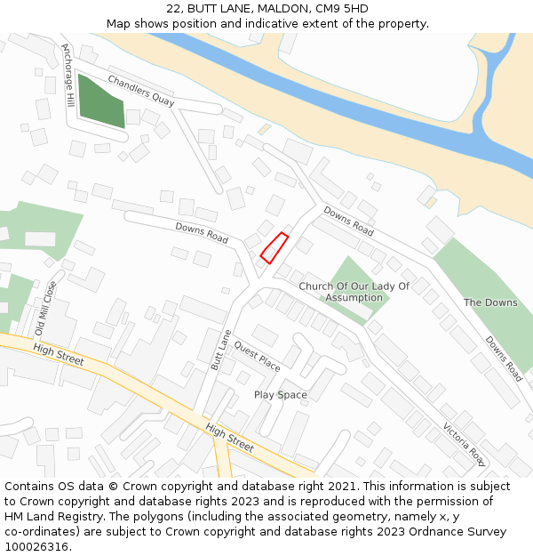 22, BUTT LANE, MALDON, CM9 5HD: Location map and indicative extent of plot