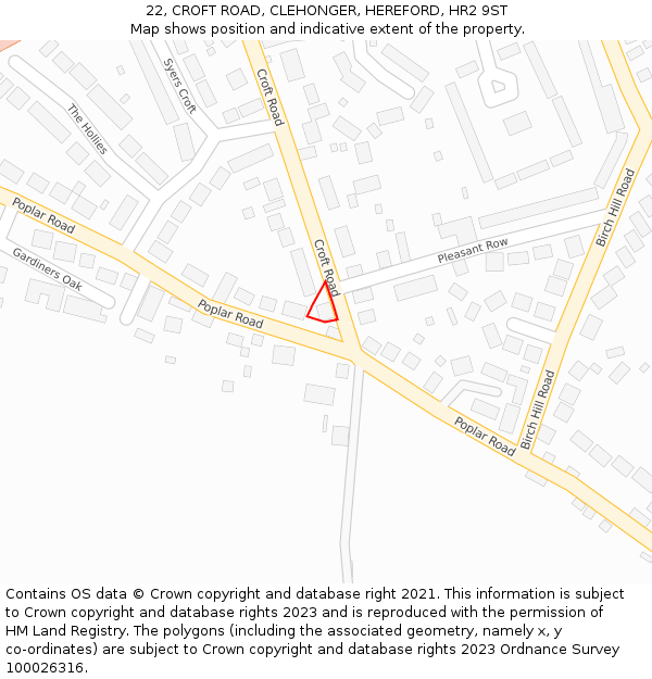 22, CROFT ROAD, CLEHONGER, HEREFORD, HR2 9ST: Location map and indicative extent of plot