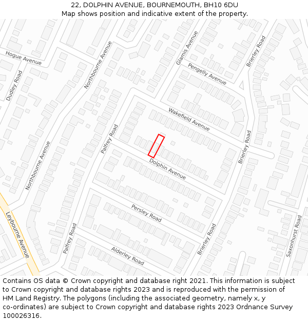 22, DOLPHIN AVENUE, BOURNEMOUTH, BH10 6DU: Location map and indicative extent of plot