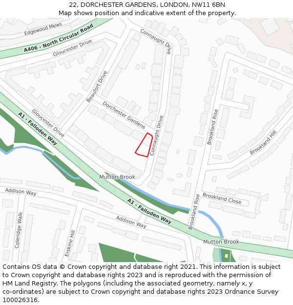 22, DORCHESTER GARDENS, LONDON, NW11 6BN: Location map and indicative extent of plot