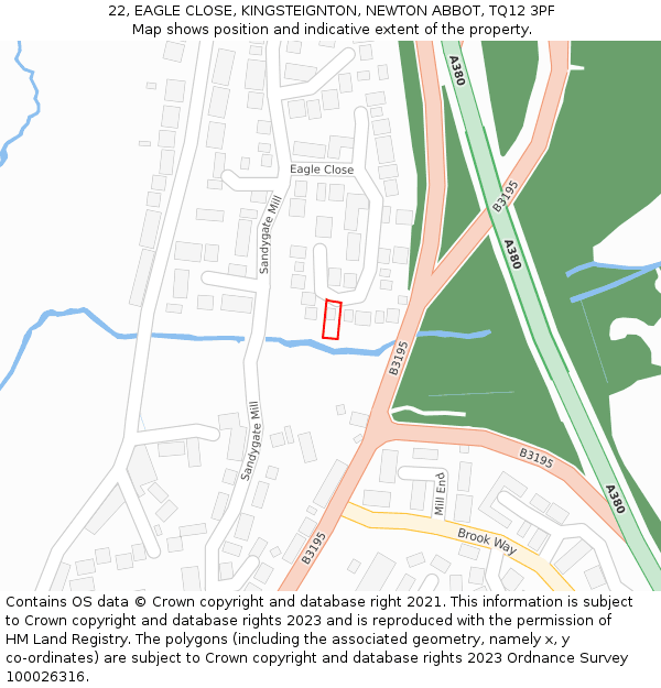 22, EAGLE CLOSE, KINGSTEIGNTON, NEWTON ABBOT, TQ12 3PF: Location map and indicative extent of plot
