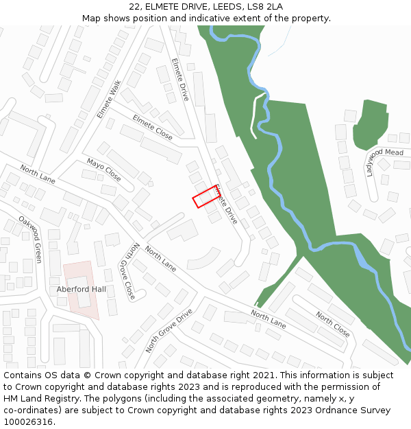 22, ELMETE DRIVE, LEEDS, LS8 2LA: Location map and indicative extent of plot