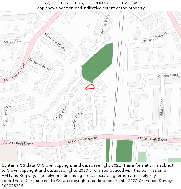 22, FLETTON FIELDS, PETERBOROUGH, PE2 9DW: Location map and indicative extent of plot
