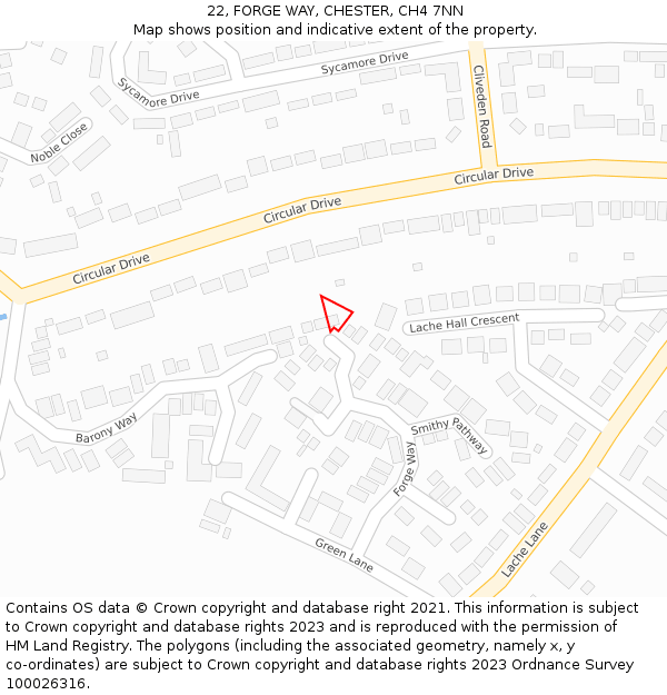 22, FORGE WAY, CHESTER, CH4 7NN: Location map and indicative extent of plot