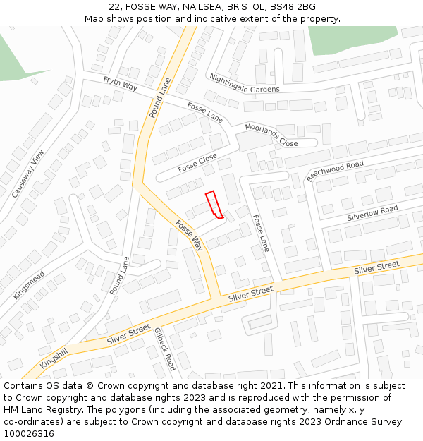 22, FOSSE WAY, NAILSEA, BRISTOL, BS48 2BG: Location map and indicative extent of plot