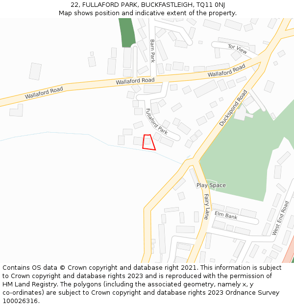 22, FULLAFORD PARK, BUCKFASTLEIGH, TQ11 0NJ: Location map and indicative extent of plot