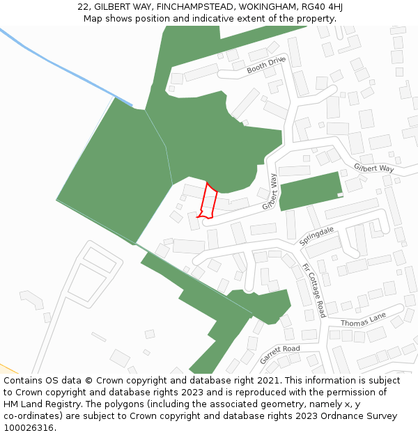 22, GILBERT WAY, FINCHAMPSTEAD, WOKINGHAM, RG40 4HJ: Location map and indicative extent of plot