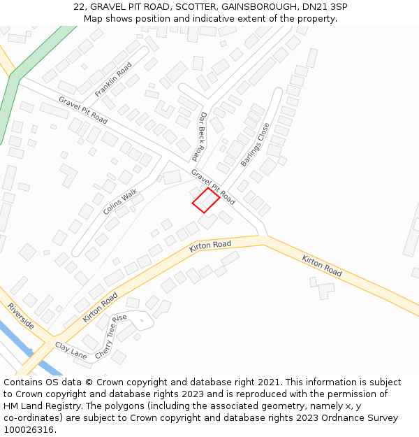 22, GRAVEL PIT ROAD, SCOTTER, GAINSBOROUGH, DN21 3SP: Location map and indicative extent of plot
