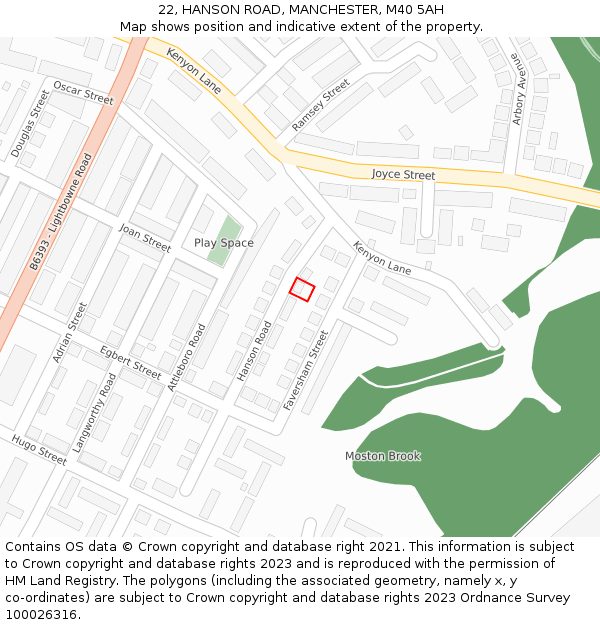 22, HANSON ROAD, MANCHESTER, M40 5AH: Location map and indicative extent of plot