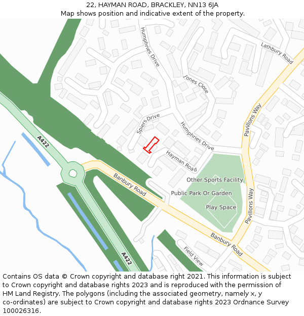 22, HAYMAN ROAD, BRACKLEY, NN13 6JA: Location map and indicative extent of plot