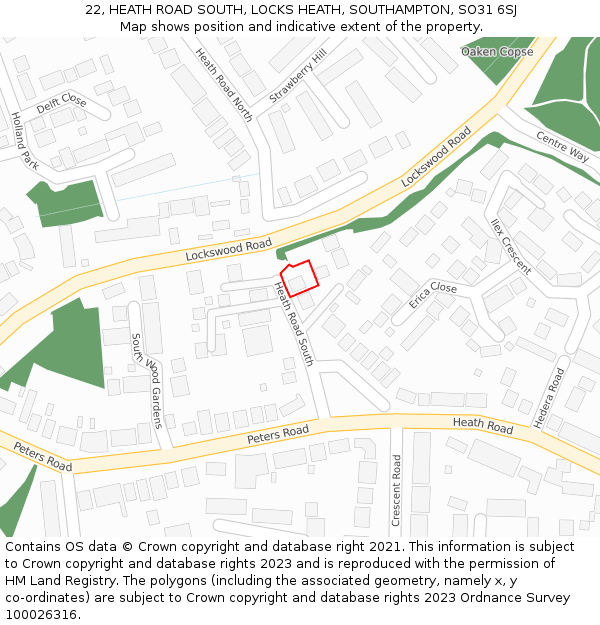 22, HEATH ROAD SOUTH, LOCKS HEATH, SOUTHAMPTON, SO31 6SJ: Location map and indicative extent of plot