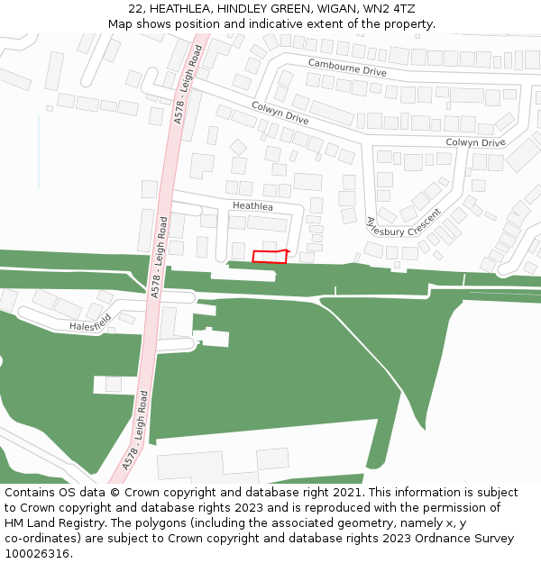 22, HEATHLEA, HINDLEY GREEN, WIGAN, WN2 4TZ: Location map and indicative extent of plot