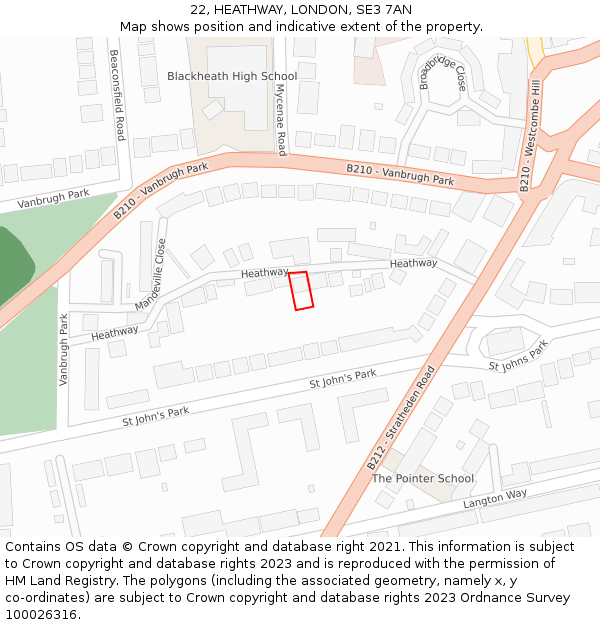 22, HEATHWAY, LONDON, SE3 7AN: Location map and indicative extent of plot