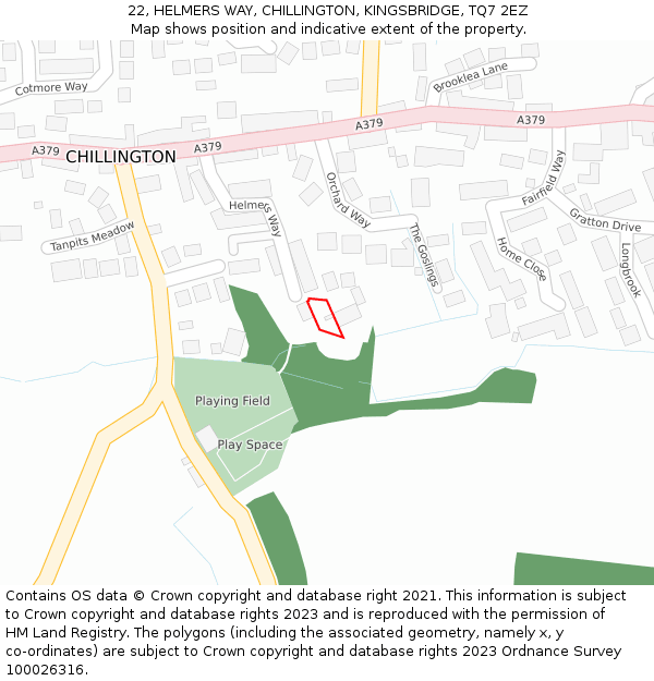 22, HELMERS WAY, CHILLINGTON, KINGSBRIDGE, TQ7 2EZ: Location map and indicative extent of plot