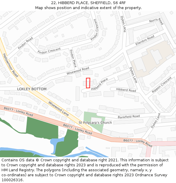22, HIBBERD PLACE, SHEFFIELD, S6 4RF: Location map and indicative extent of plot