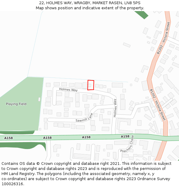22, HOLMES WAY, WRAGBY, MARKET RASEN, LN8 5PS: Location map and indicative extent of plot