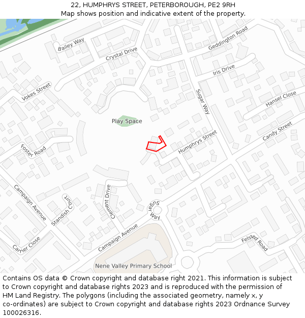 22, HUMPHRYS STREET, PETERBOROUGH, PE2 9RH: Location map and indicative extent of plot