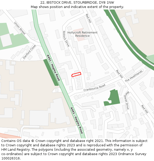 22, IBSTOCK DRIVE, STOURBRIDGE, DY8 1NW: Location map and indicative extent of plot