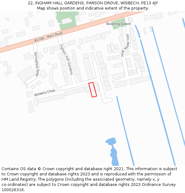 22, INGHAM HALL GARDENS, PARSON DROVE, WISBECH, PE13 4JY: Location map and indicative extent of plot