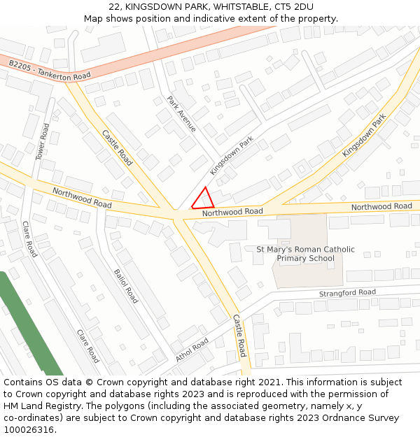 22, KINGSDOWN PARK, WHITSTABLE, CT5 2DU: Location map and indicative extent of plot
