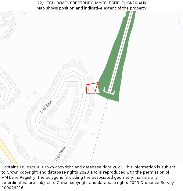 22, LEGH ROAD, PRESTBURY, MACCLESFIELD, SK10 4HX: Location map and indicative extent of plot