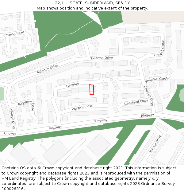 22, LULSGATE, SUNDERLAND, SR5 3JY: Location map and indicative extent of plot